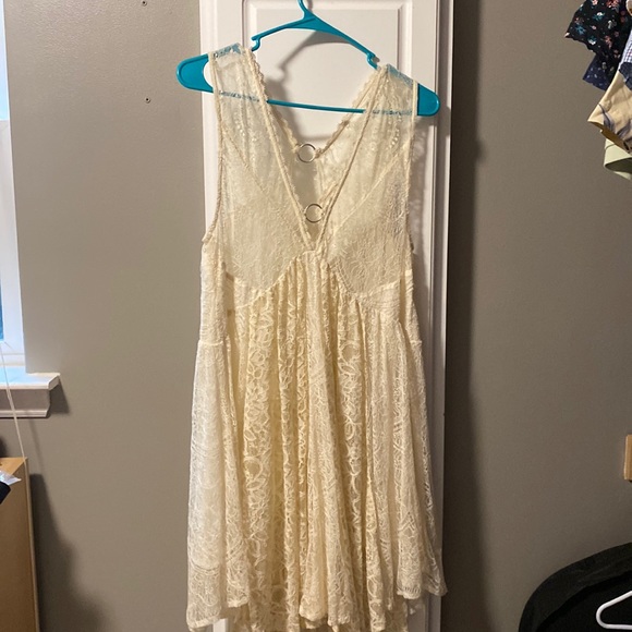 NWOT Free People white and golden floral lace mini baby doll dress - Picture 1 of 3